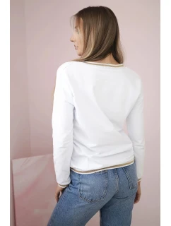 Dámska mikina s kapucňou s flitrovým nápisom biela