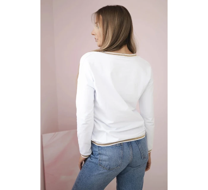 Dámska mikina s kapucňou s flitrovým nápisom biela