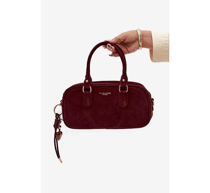 Malá bordová kabelka typu kufřík z eko semiše model 22111524 - Flora&Co