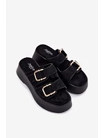 Dámske ponožky na platforme so zlatými prackami a imitáciou semišu Black Hazelia Dámske ponožky na platforme so zlatými prackami a imitáciou semišu Black Hazelia