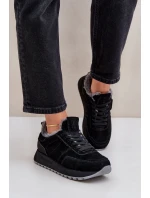 Semišové dámske tenisky s kožušinou a lesklým prvkom Big Star OO274580 Hi-Poly System black Semišové dámske tenisky s kožušinou a lesklým prvkom Big Star OO274580 Hi-Poly System black