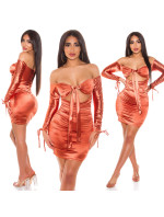 Sexy KouCla Ruffled Off-Shoulder Satin Dress