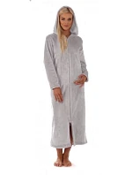 Dámsky dlhý župan s kapucňou na zips SIENA 3656 9151 Light Grey - Vestis