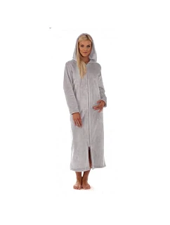 Dámsky dlhý župan s kapucňou na zips SIENA 3656 9151 Light Grey - Vestis