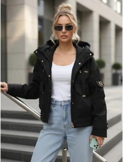 Dámska prechodná bunda s kapucňou a vreckami čierna FashionStreet TY5636