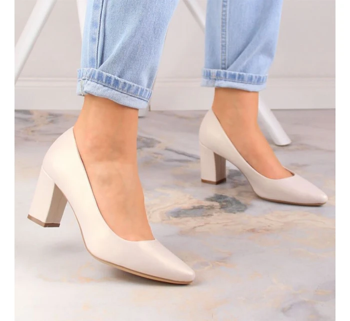 Sergio Leone W SK403C béžové perlové lodičky na podpätku Sergio Leone W SK403C béžové perlové lodičky na podpätku