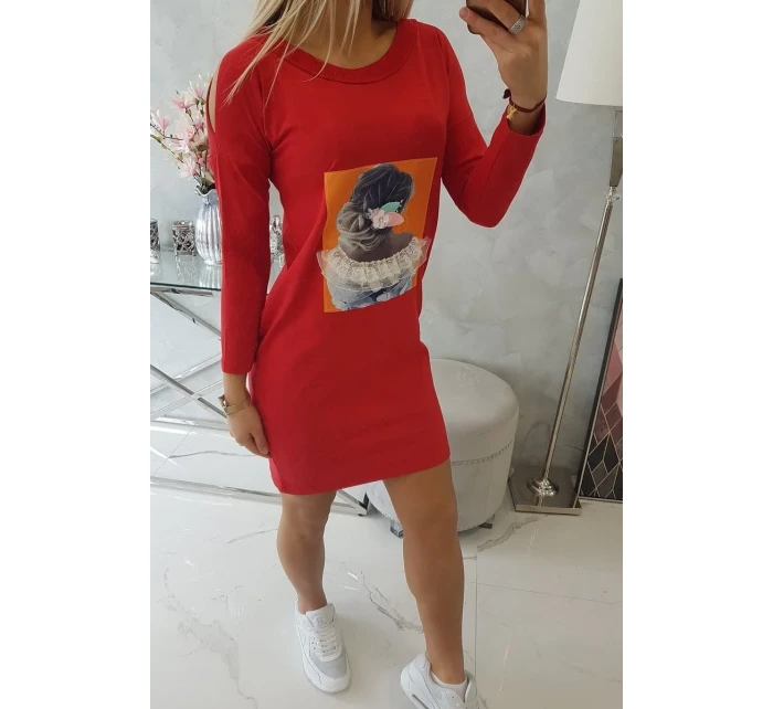 Šaty s 3D model 18744130 krajková červená - K-Fashion