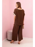 Viskózový komplet se zlatým lemováním hnědý Viskózový komplet se zlatým lemováním hnědý