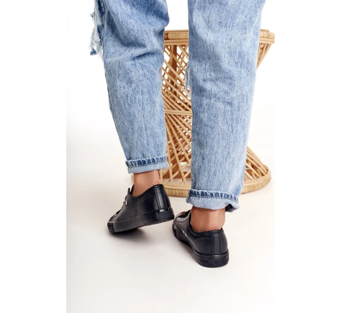 Damskie Skórzane Trampki Big Star Czarne V274871 Damskie Skórzane Trampki Big Star Czarne V274871