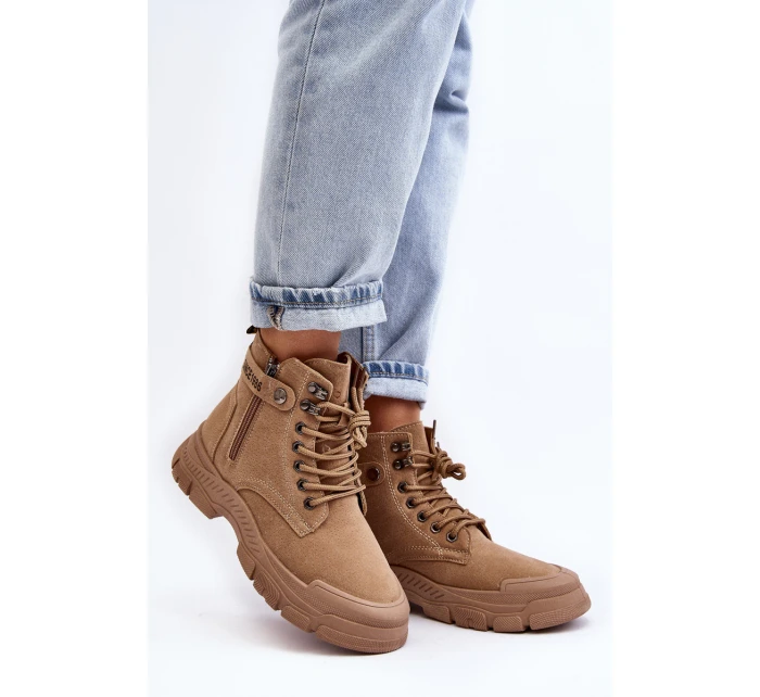 semišové dámské botky béžové model 21633117 - Boto