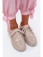 Kožené síťované dámské polobotky Vinceza 79629 zlaté