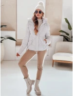 Dámska zimná bunda LOVEWARM krátka prešívaná s kapucňou biela FashionStreet TY5042 Dámska zimná bunda LOVEWARM krátka prešívaná s kapucňou biela FashionStreet TY5042
