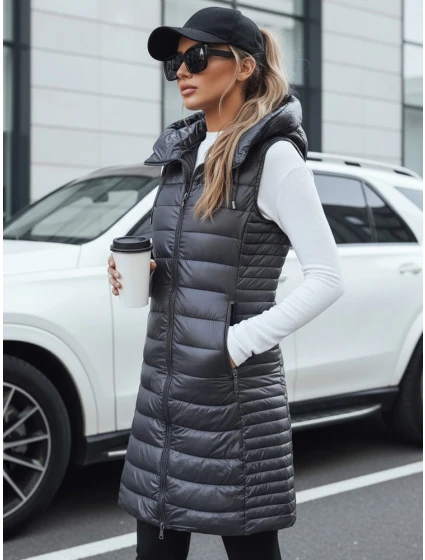 Dámská prošívaná vesta s kapucí šedá Dstreet model 21993302 - FashionStreet