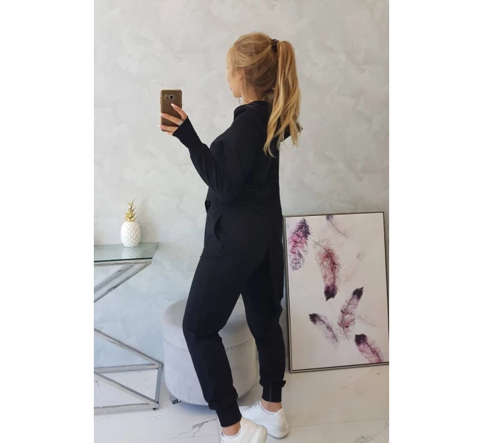 Souprava mikiny s delší model 18749182 černá - K-Fashion