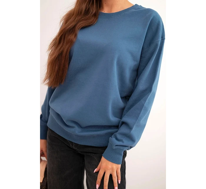 Dámska bavlnená mikina s okrúhlym výstrihom basic blue