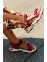 Dámské sandály na suchý zip model 21694713 bordové - D.Franklin