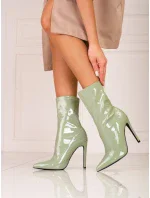 Moderní zelené kotníčkové boty dámské na jehlovém podpatku Moderní zelené kotníčkové boty dámské na jehlovém podpatku