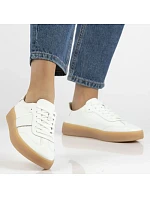 Dámske biele kožené topánky na platforme Filippo DP7543/26