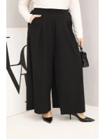 Dámské bavlněné kalhoty Plus Size s širokými nohavicemi a volným střihem černé Dámské bavlněné kalhoty Plus Size s širokými nohavicemi a volným střihem černé