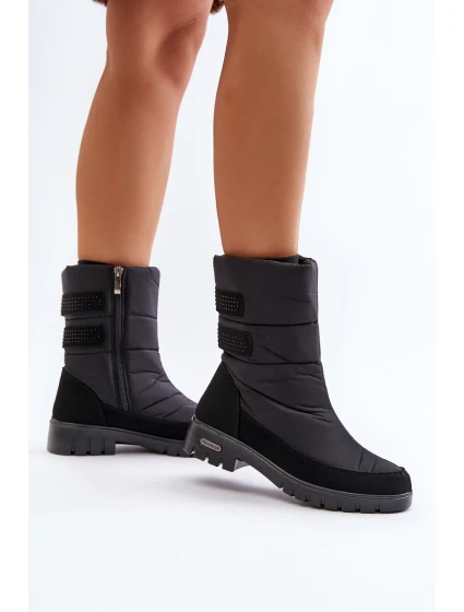 Damskie Śniegowce Na Zamek Progress PROGJ-21-16 Czarne