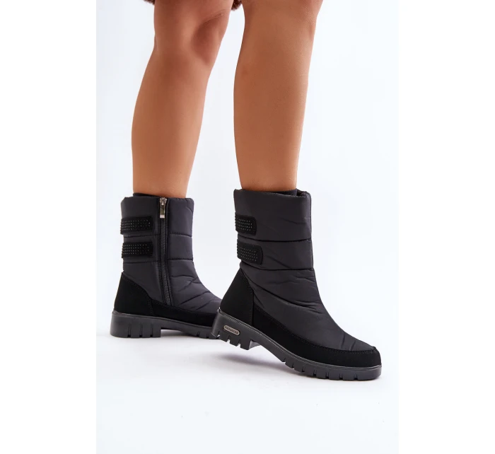 Damskie Śniegowce Na Zamek Progress PROGJ-21-16 Czarne