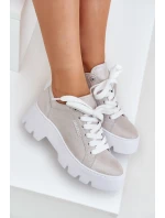 Sneakersy Buty Sportowe Na Platformie CheBello 4632 Srebrne