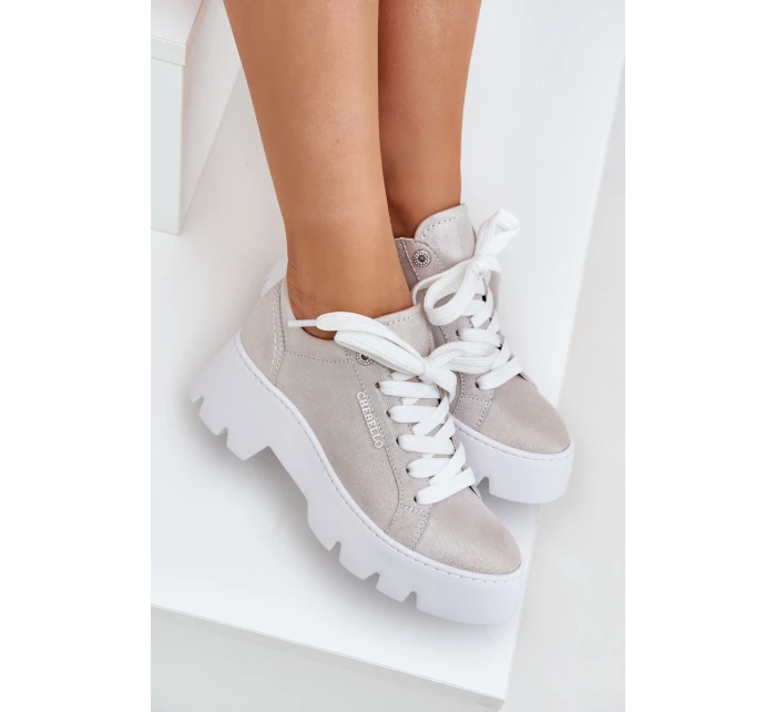 Sneakersy Buty Sportowe Na Platformie CheBello 4632 Srebrne