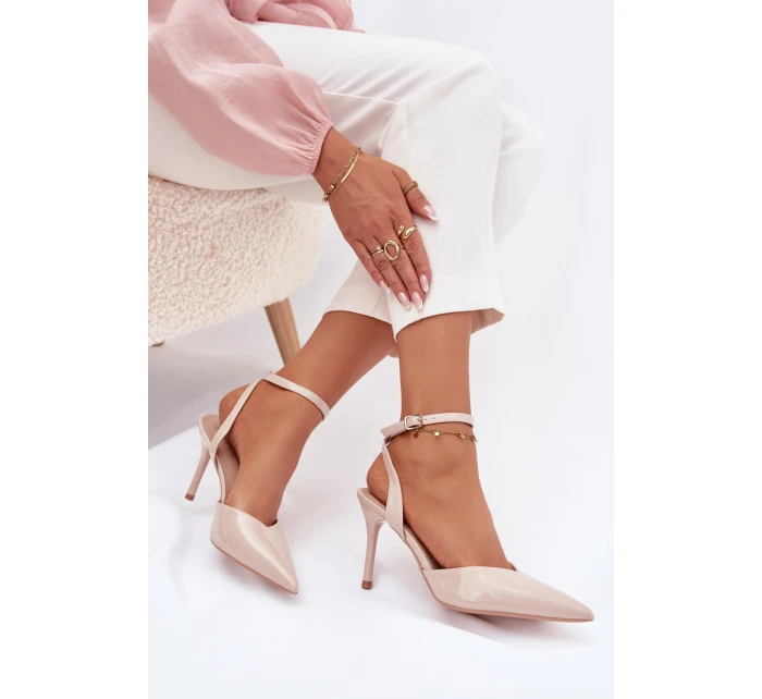 Lakované lodičky s patou béžové model 21788272 - Boto Lakované lodičky s patou béžové model 21788272 - Boto