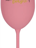 VÍNO JE NÁPOJ BOHŮ. JSEM BOHYNĚ! - růžová sklenice na víno 350 ml