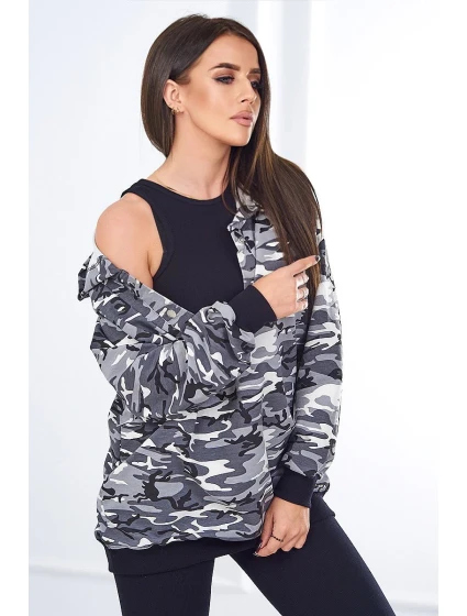 3dielna súprava Vresoviská blúzka, top a legíny šedá + čierna