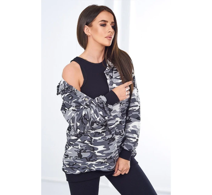 3dielna súprava Vresoviská blúzka, top a legíny šedá + čierna