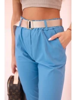 Dámske viskózové nohavice s opaskom a rozšírenými nohavicami z džínsoviny Dámske viskózové nohavice s opaskom a rozšírenými nohavicami z džínsoviny