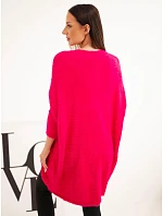 Dámský svetr Plus Size s výstřihem do V fuchsiový Dámský svetr Plus Size s výstřihem do V fuchsiový