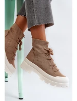 Damskie Skarpetkowe Wsuwane Botki Brązowe Solime Damskie Skarpetkowe Wsuwane Botki Brązowe Solime