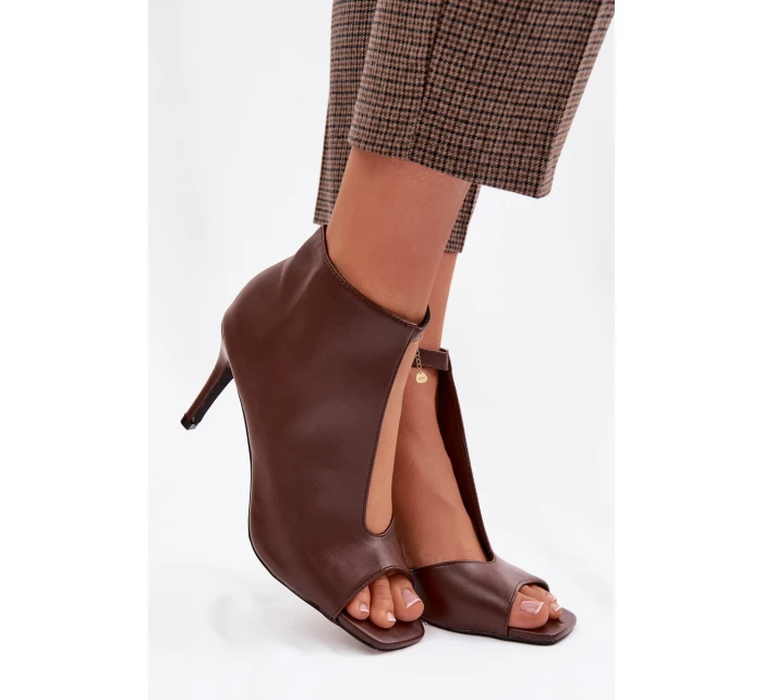 Dámské sandály na podpatku čokoládové Helira
