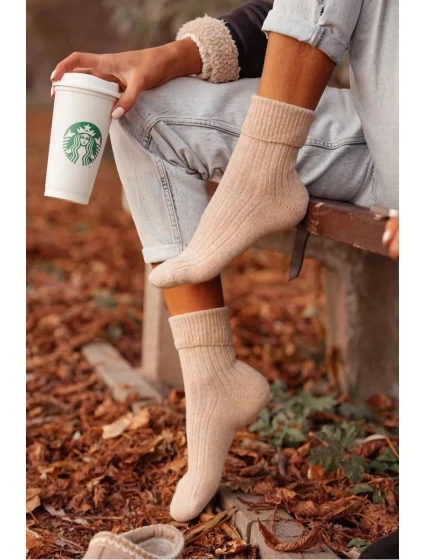 Dámske vlnené ponožky - béžové