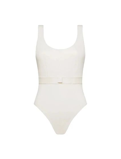 Dámske jednodielne plavky Monogram Rib KW0KW02151-PGA - Calvin Klein