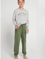Chlapčenské pyžamo 3090 SAMMY Svetlo béžová s tmavozelenou - Taro
