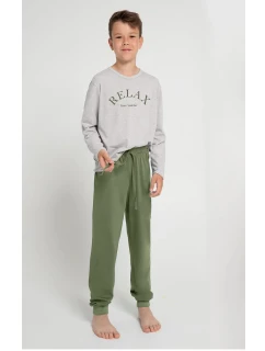 Chlapecké pyžamo Světle béžová s tmavě zelenou - Taro model 19375517
