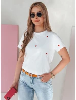 Dámske oversize tričko so srdiečkami ROMAFINA white Dstreet RY2889 Dámske oversize tričko so srdiečkami ROMAFINA white Dstreet RY2889