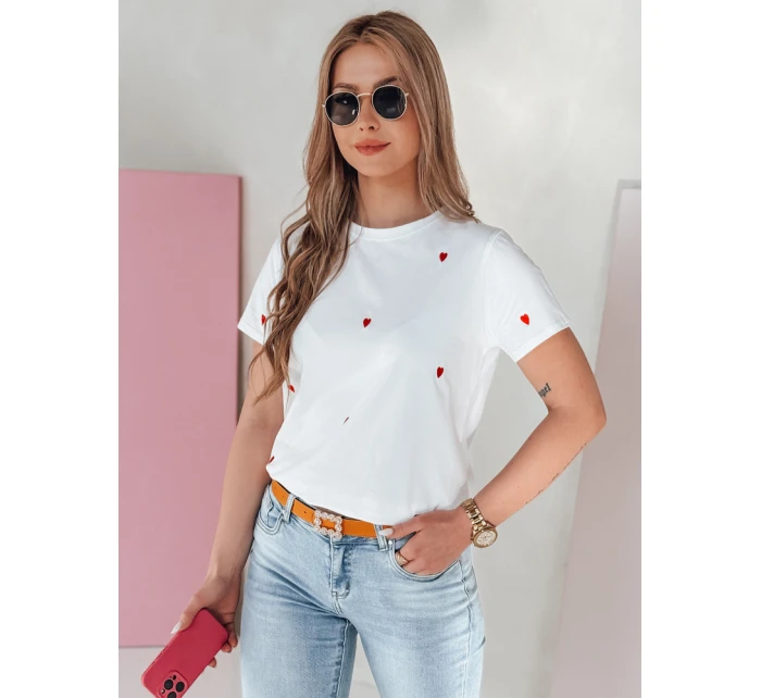 Dámske oversize tričko so srdiečkami ROMAFINA white Dstreet RY2889 Dámske oversize tričko so srdiečkami ROMAFINA white Dstreet RY2889