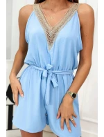 Kombinéza krátká s ozdobnou krajkou modrá