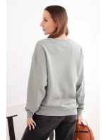 Dámská mikina z bavlny basic s kulatým výstřihem tmavě mátová Dámská mikina z bavlny basic s kulatým výstřihem tmavě mátová