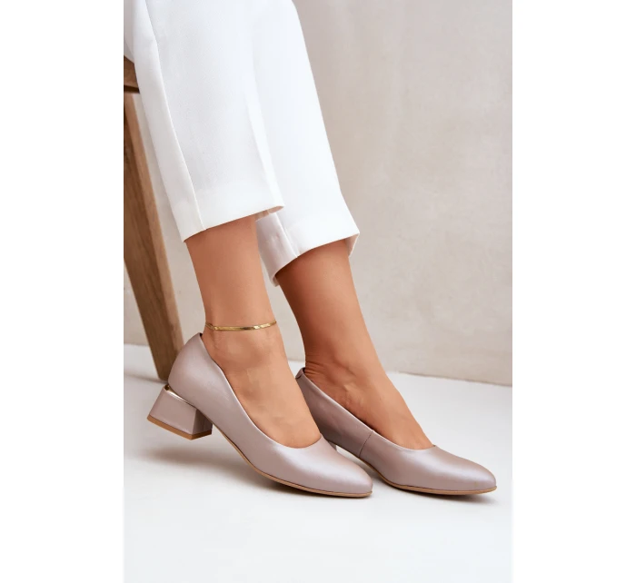 Kožené lodičky Lewski model 21682432 Tmavě béžové - Boto