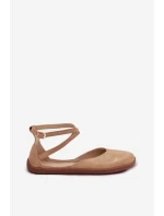 Zamszowe Baleriny Damskie Barefoot Z Paskami Zazoo 191 Beżowe