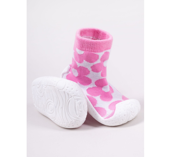 Yoclub Detské dievčenské protišmykové ponožky s gumovou podrážkou P3 Pink