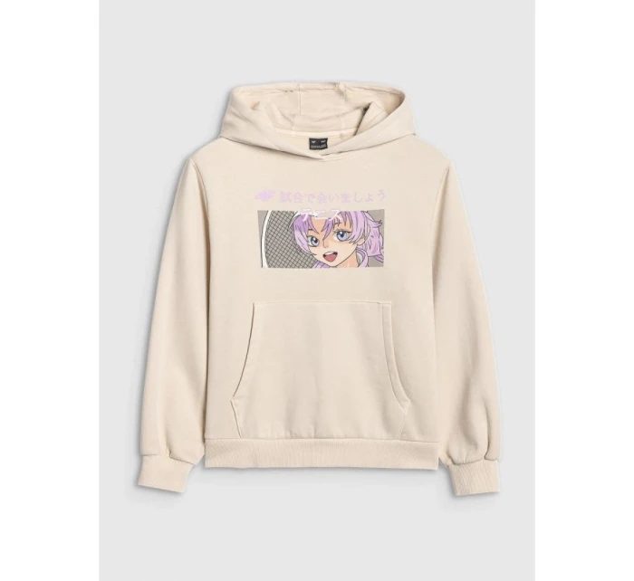 Dievčenská mikina bez prúžkov s kapucňou 4F 4FJRAW25TSWSF2294-11S