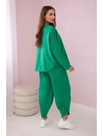 Bavlněná mikina kalhoty set zelený