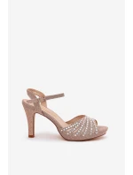 Sandały Na Szpilce Ze Zdobieniem I Brokatem D&A MR1038-33 Szampańskie Sandały Na Szpilce Ze Zdobieniem I Brokatem D&A MR1038-33 Szampańskie