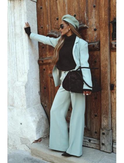 M875 Široké nohavice - mätové